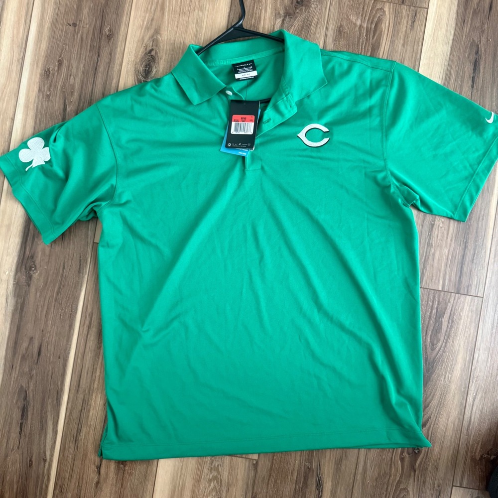NWT Cincinnati Reds Nike Golf St Patrick's Day Dri-FIT Polo Shirt Men's Large